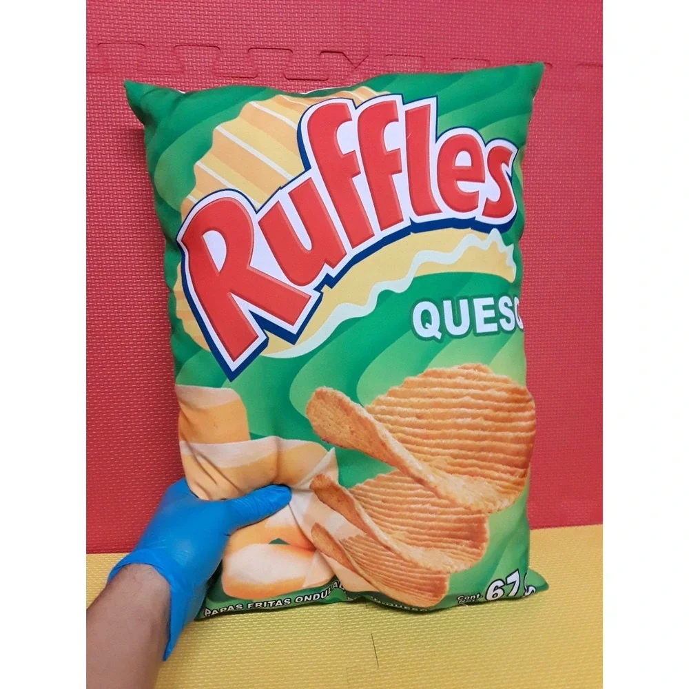Lays Ruffles Queso Chip Snack Food Themed Pillow Novelty Home Decor 17'' Tall
